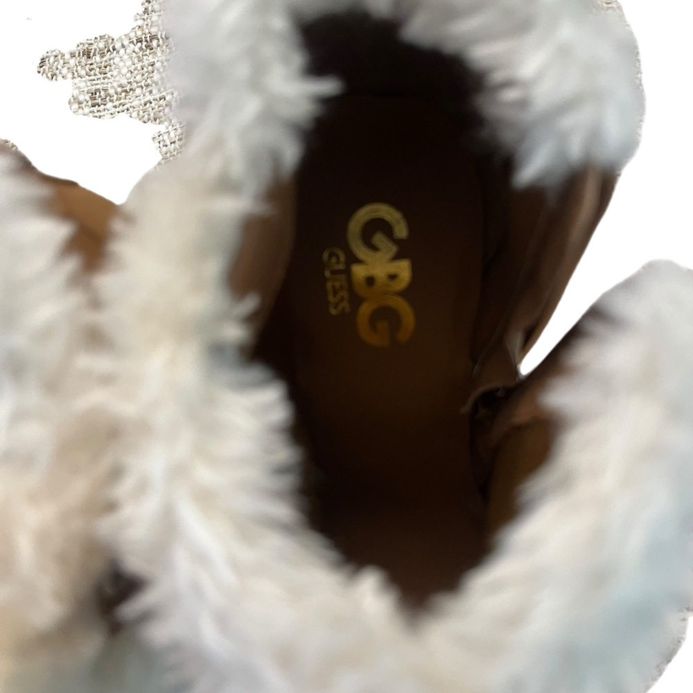 GUESS Tan Suede Fur Cuff Platform Boots | Cabincore Winter Going Out | 7.5 - Picture 12 of 15